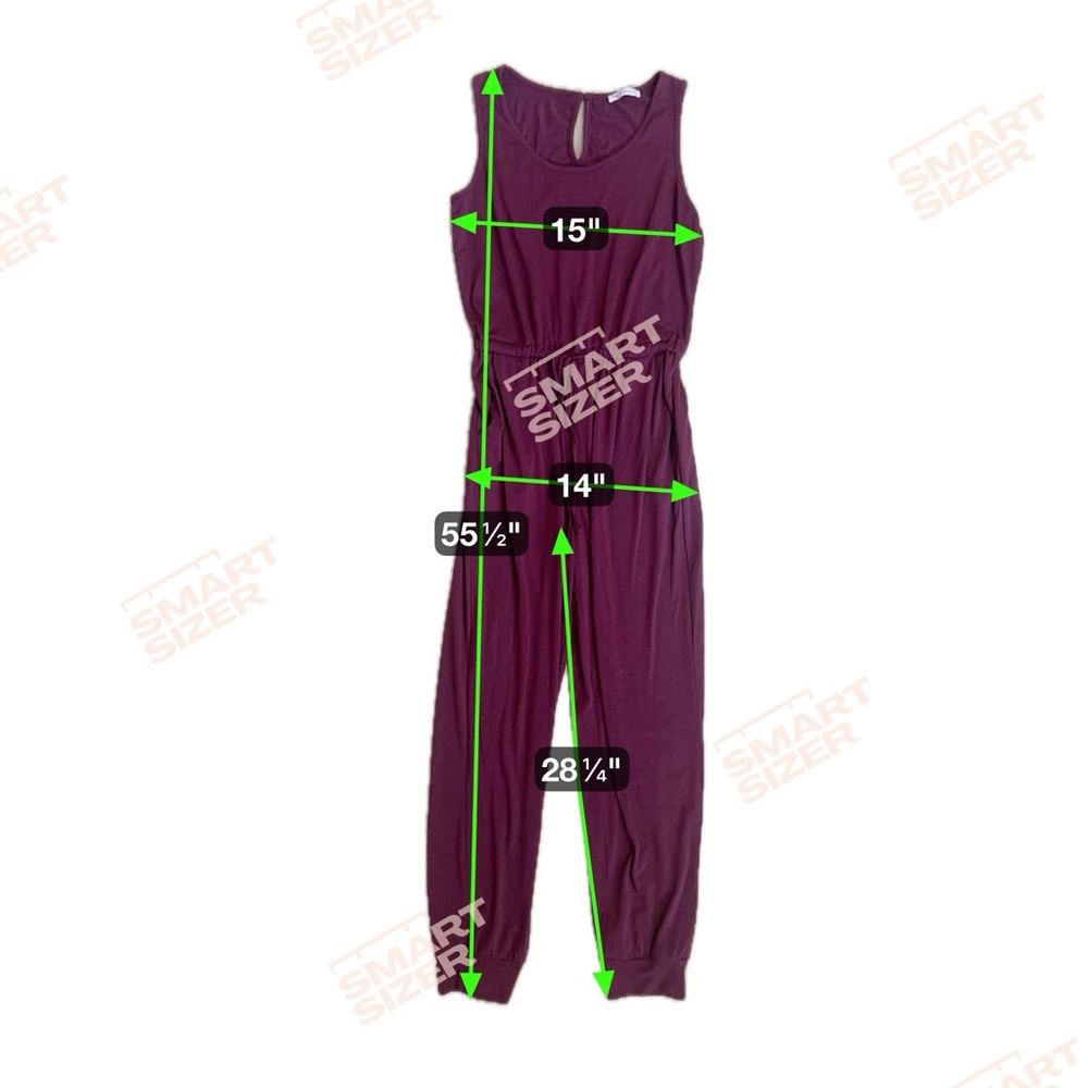 Women’s Burgundy Sleeveless Jumpsuit with Relaxed Fit Elastic Waist and Pockets - Picture 5 of 8